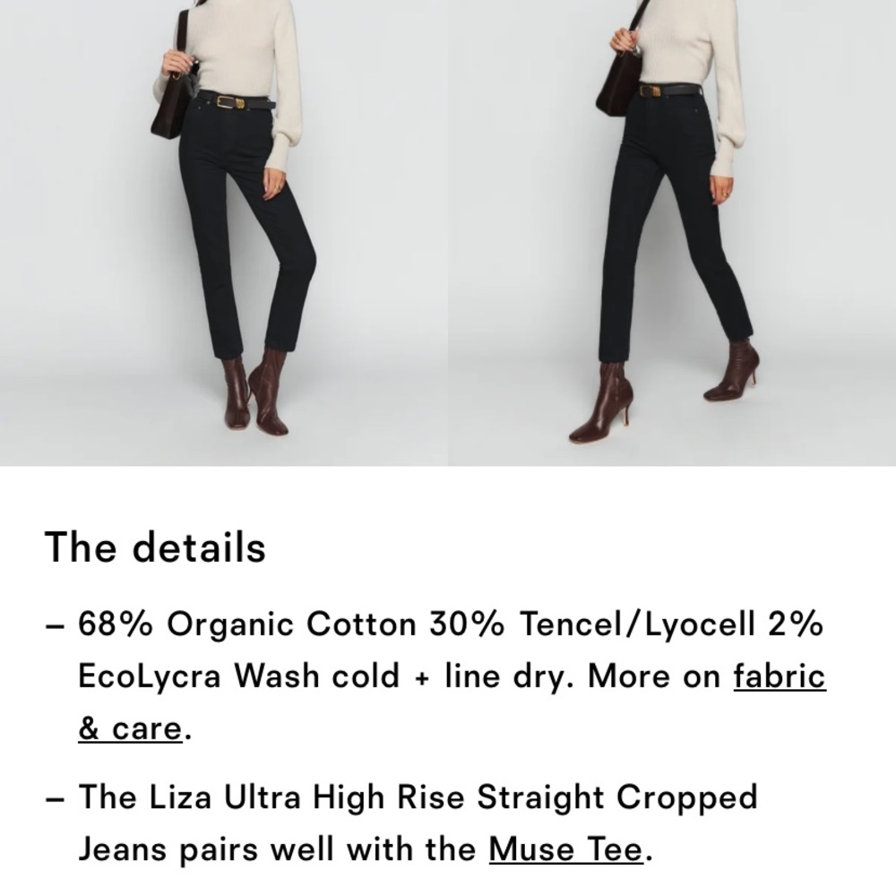 Reformation Liza Ultra High Rise Straight Cropped Jeans - Picture 8 of 8